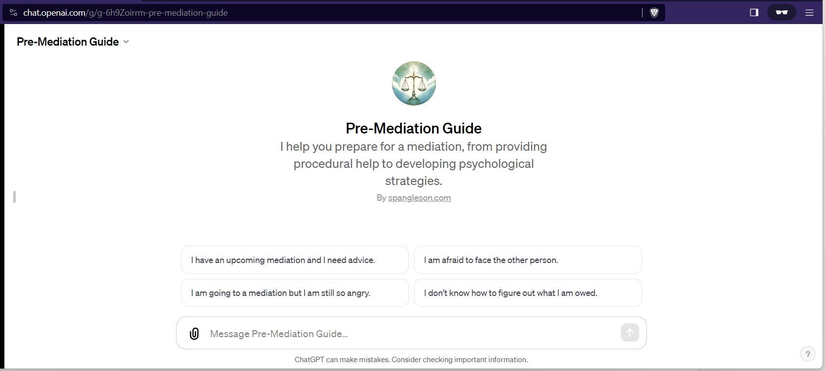 Pre-Mediation Guide - custom GPT
