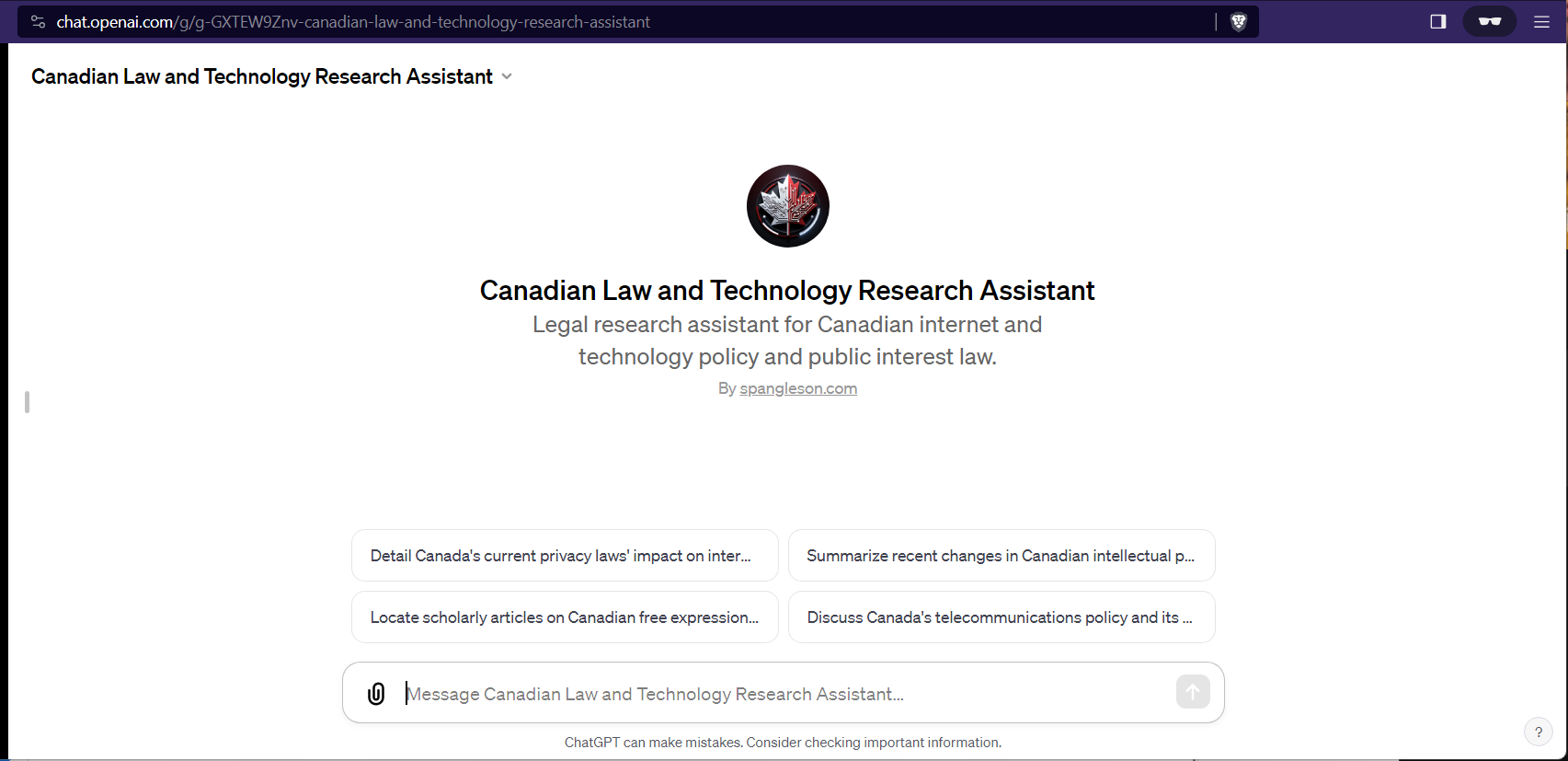 Canadian Law and Technology Research Assistant